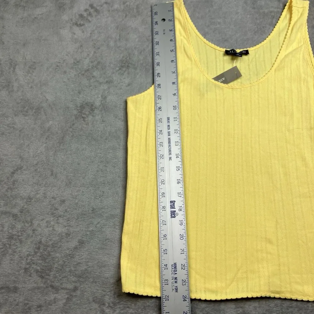 J Crew Pointelle Scalloped Tank Top‎ Yellow Cotton Sleeveless CI698 Womens XL